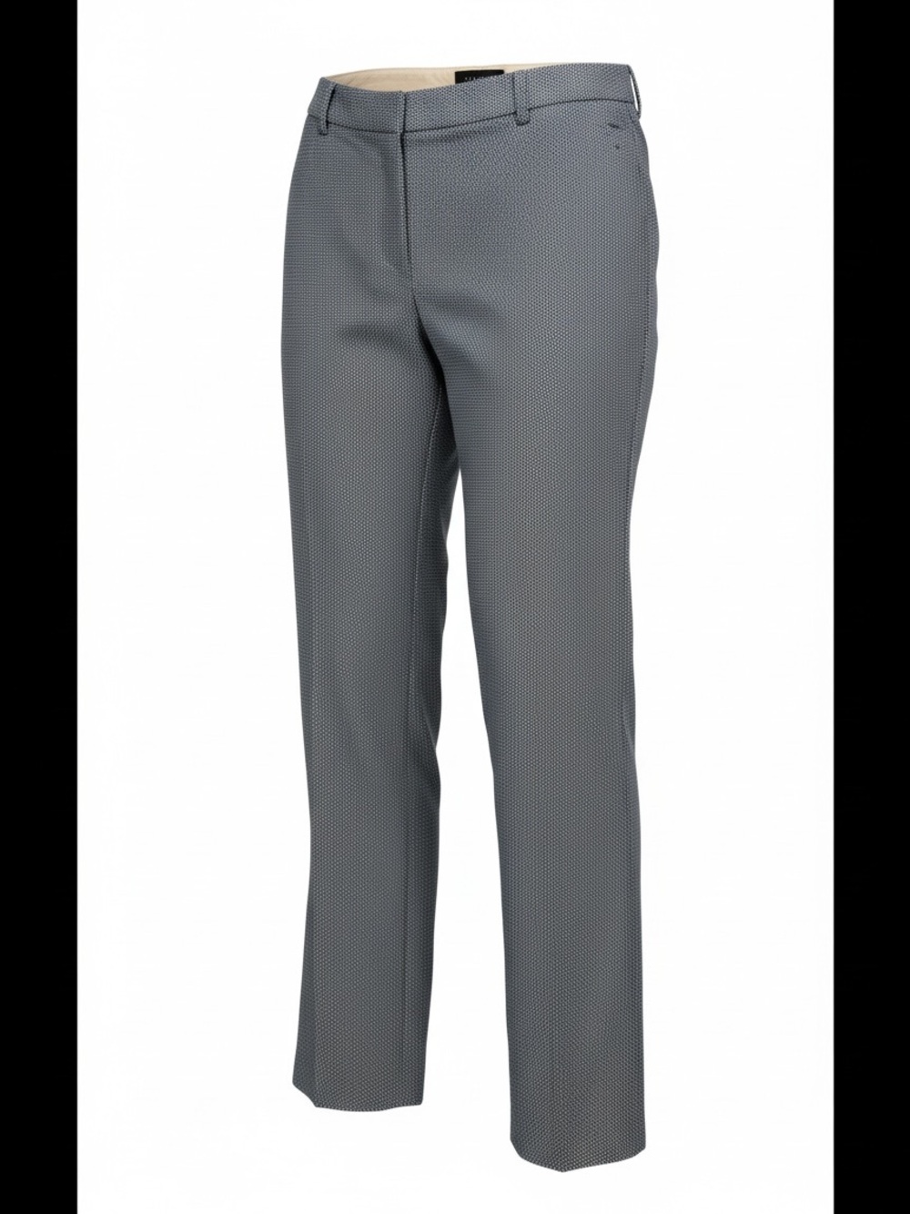 Women's Blue and white Textured Straight-Leg Pants Ankle length
